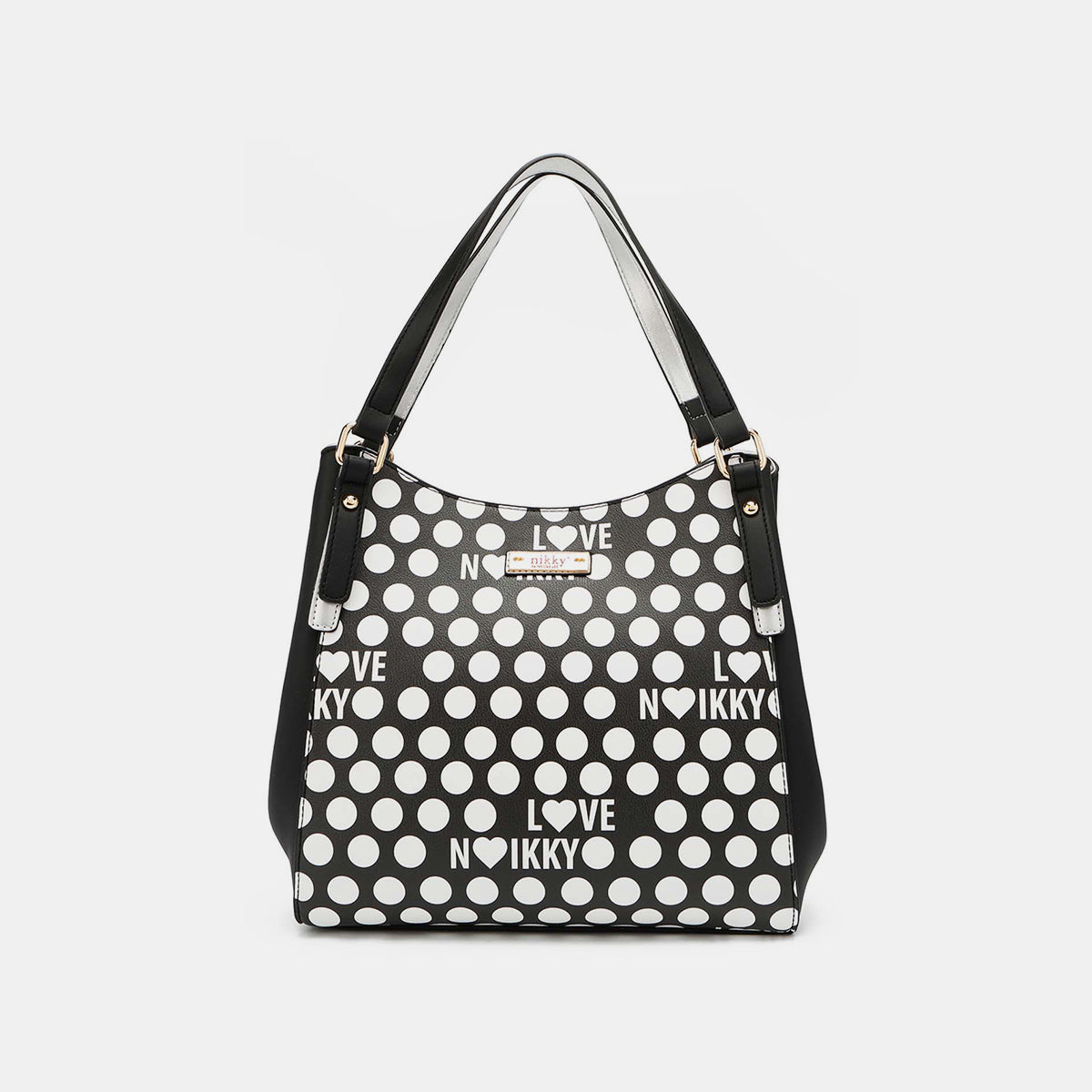 Nicole Lee USA Contrast Polka Dot Handbag Black One Size 