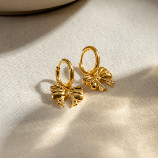 18K Gold-Plated Bow Earrings Gold One Size 