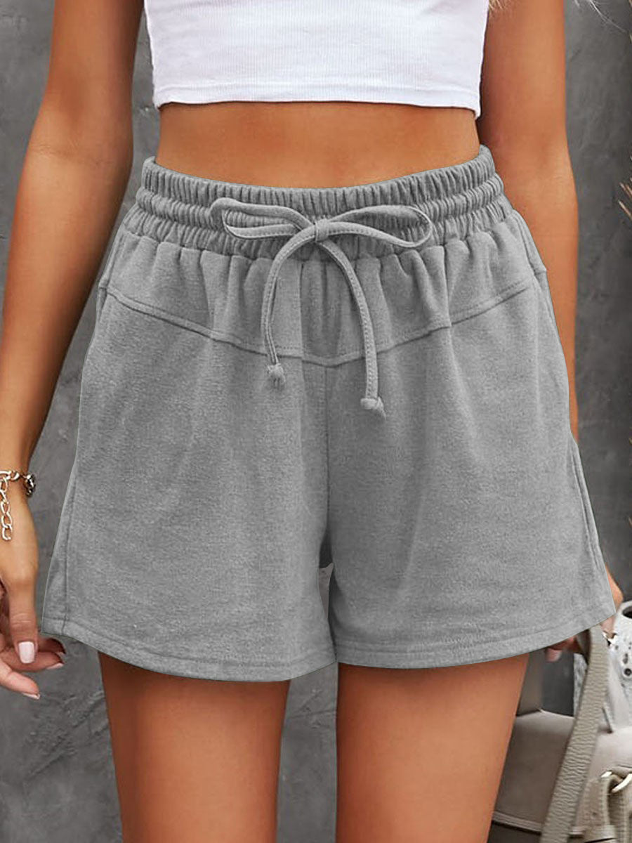 STUNNLY  Full Size Drawstring Shorts with Pockets Heather Gray S 