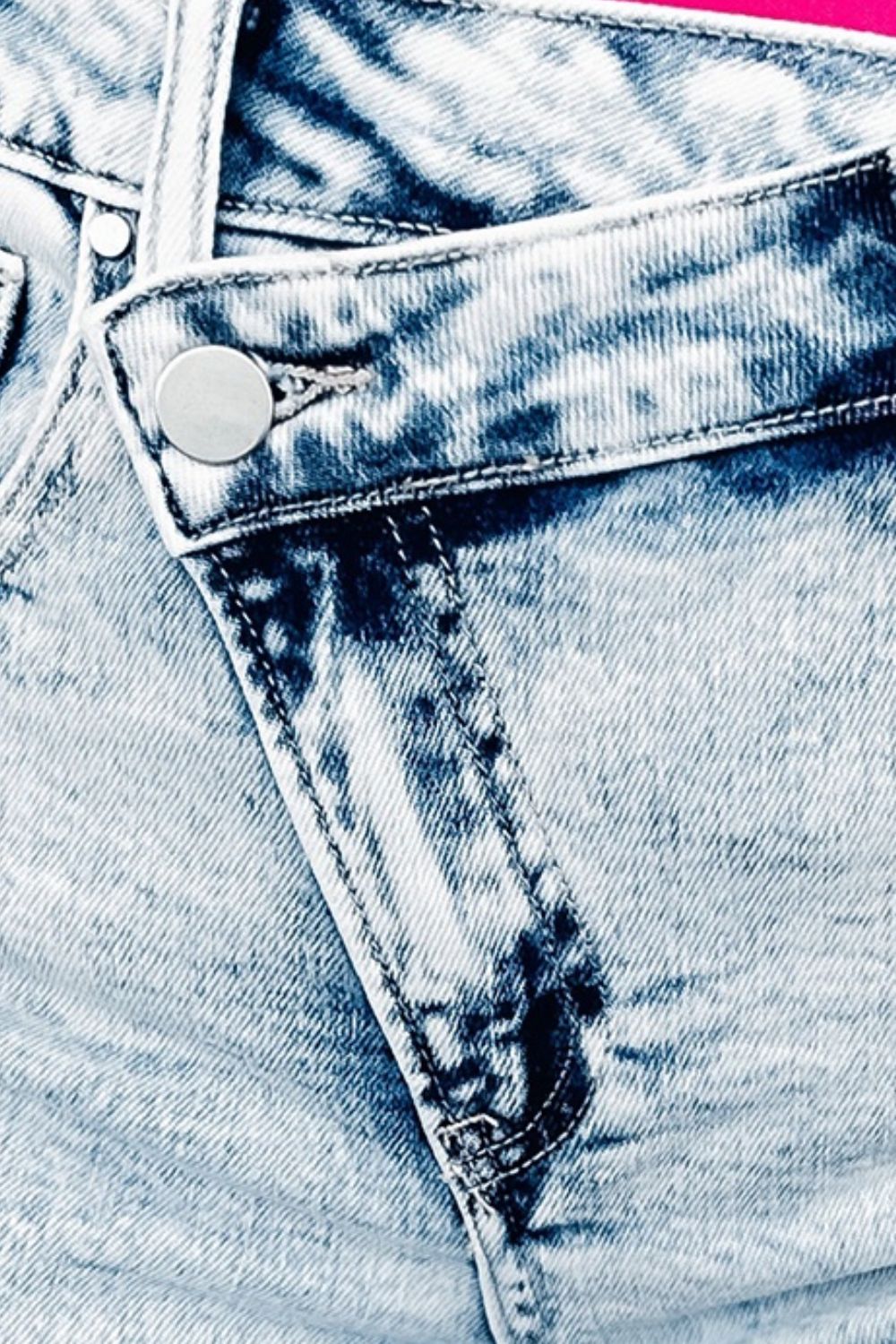 Raw Hem Buttoned Denim Shorts with Pockets   