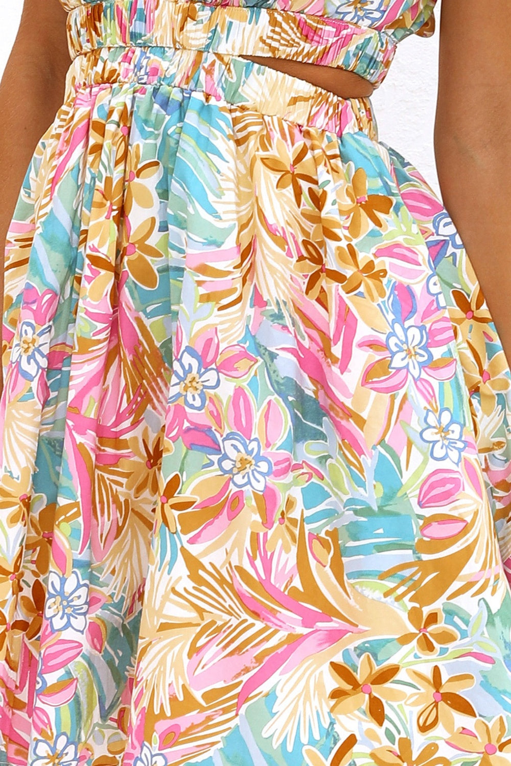 STUNNLY  Backless Floral Short Sleeve Mini Dress   