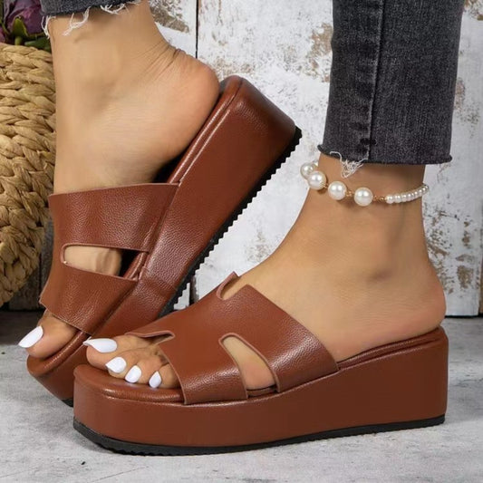 STUNNLY  Open Toe Wedge Sandals Chocolate 36(US5) 