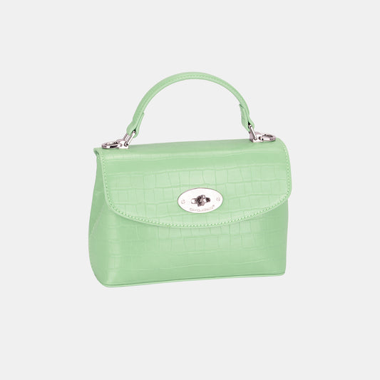 David Jones Texture PU Leather Handbag Light Green One Size 