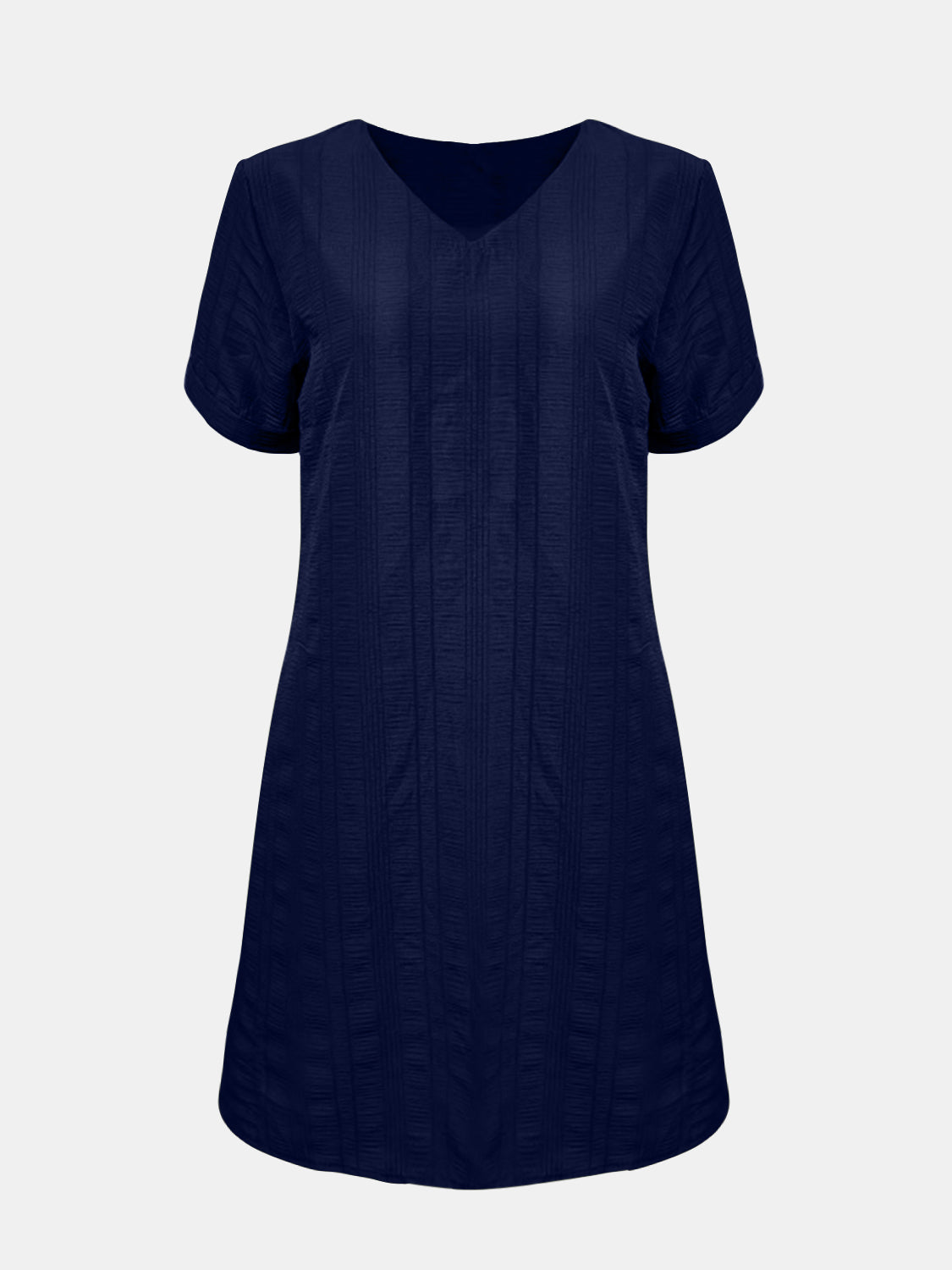 STUNNLY  Full Size V-Neck Short Sleeve Mini Dress   