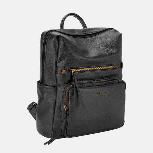 David Jones PU Leather Backpack Bag Black One Size 