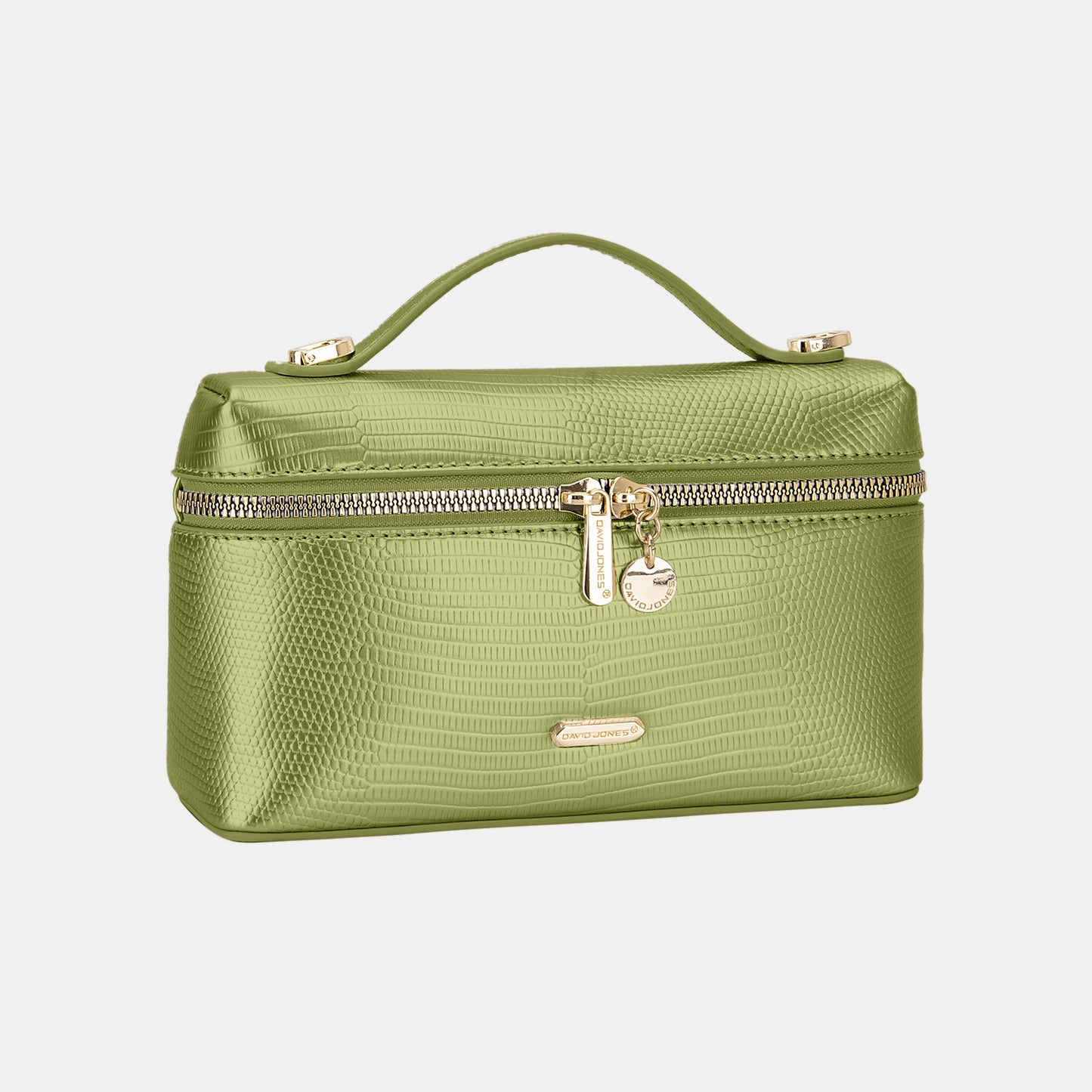 David Jones Texture PU Leather Handbag Olive Green One Size 