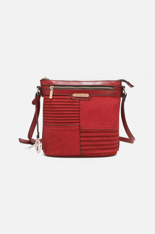 Nicole Lee USA Scallop Stitched Crossbody Bag Red One Size 