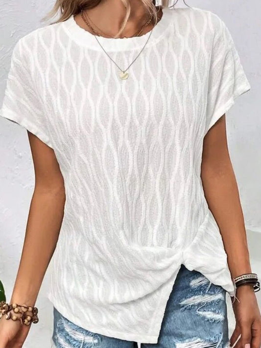 STUNNLY  Full Size Round Neck Short Sleeve T-Shirt White S 