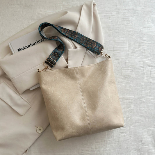 PU Leather Adjustable Strap Shoulder Bag Khaki One Size 