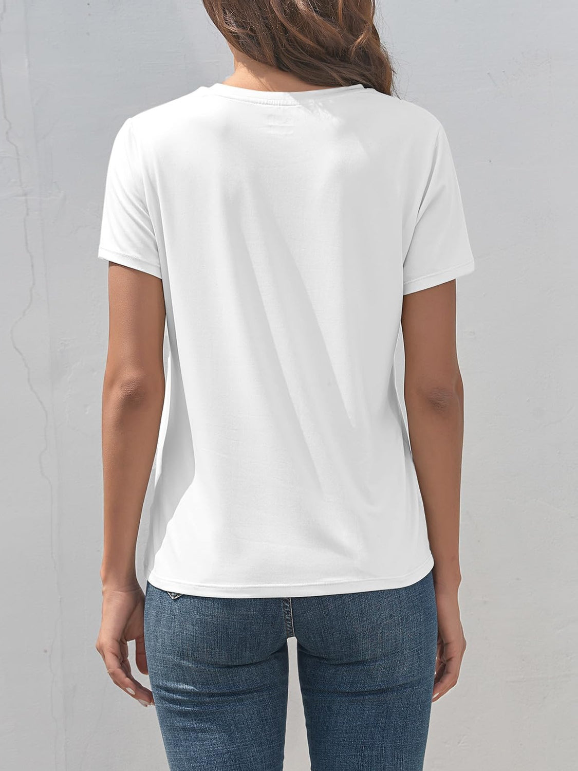 Rabbit Graphic Round Neck Short Sleeve T-Shirt White S 