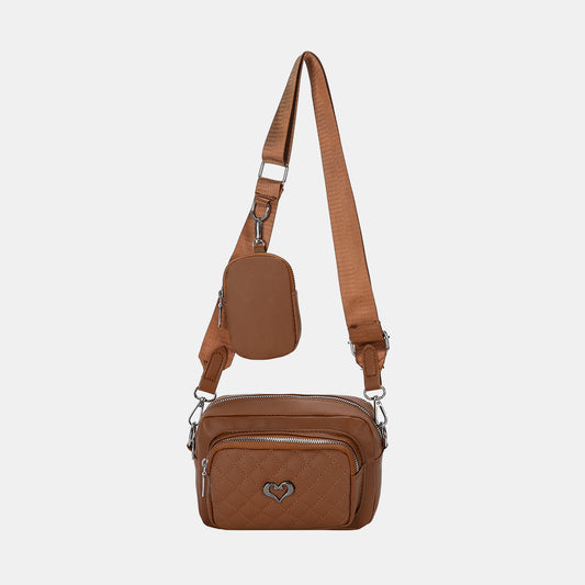 STUNNLY  PU Leather Adjustable Strap Crossbody Bag Chestnut One Size 