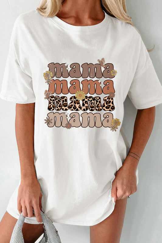 MAMA Round Neck Half Sleeve T-Shirt White S 