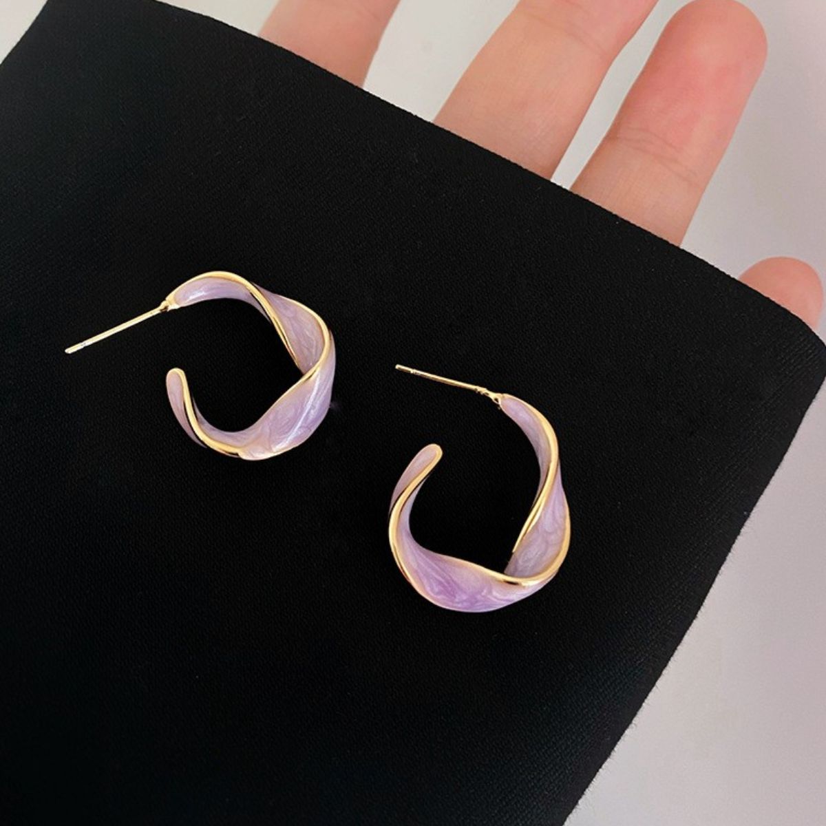Alloy C-Hoop Earrings Lilac One Size 