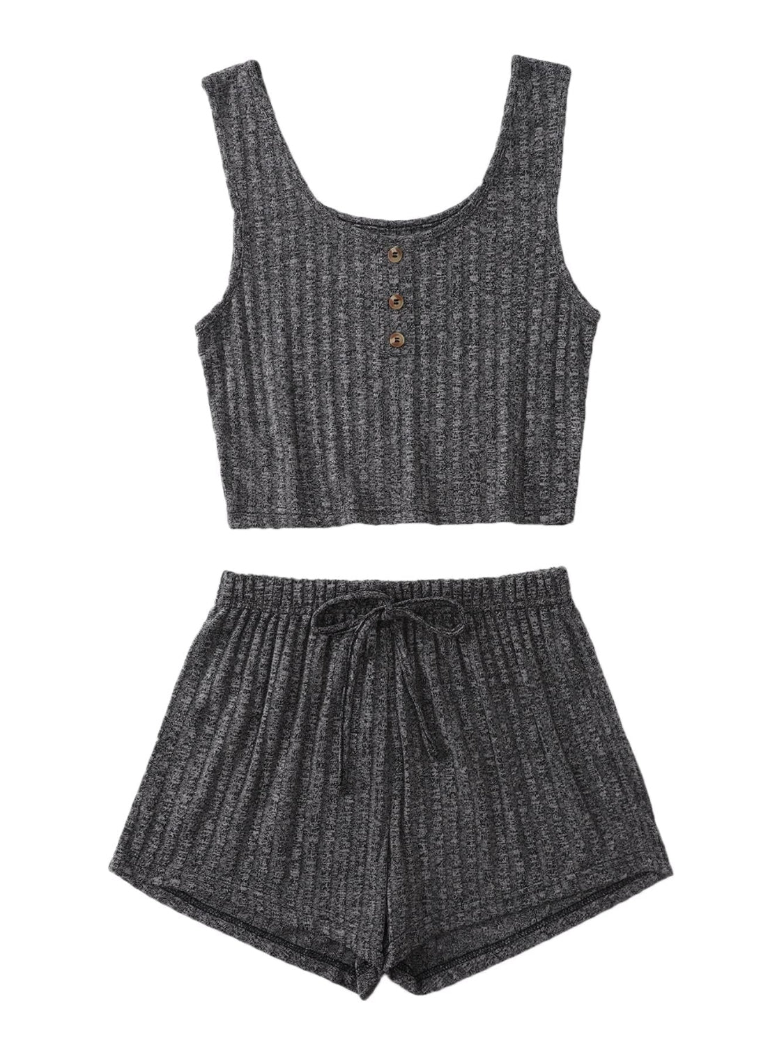 STUNNLY  Scoop Neck Top and Shorts Lounge Set   