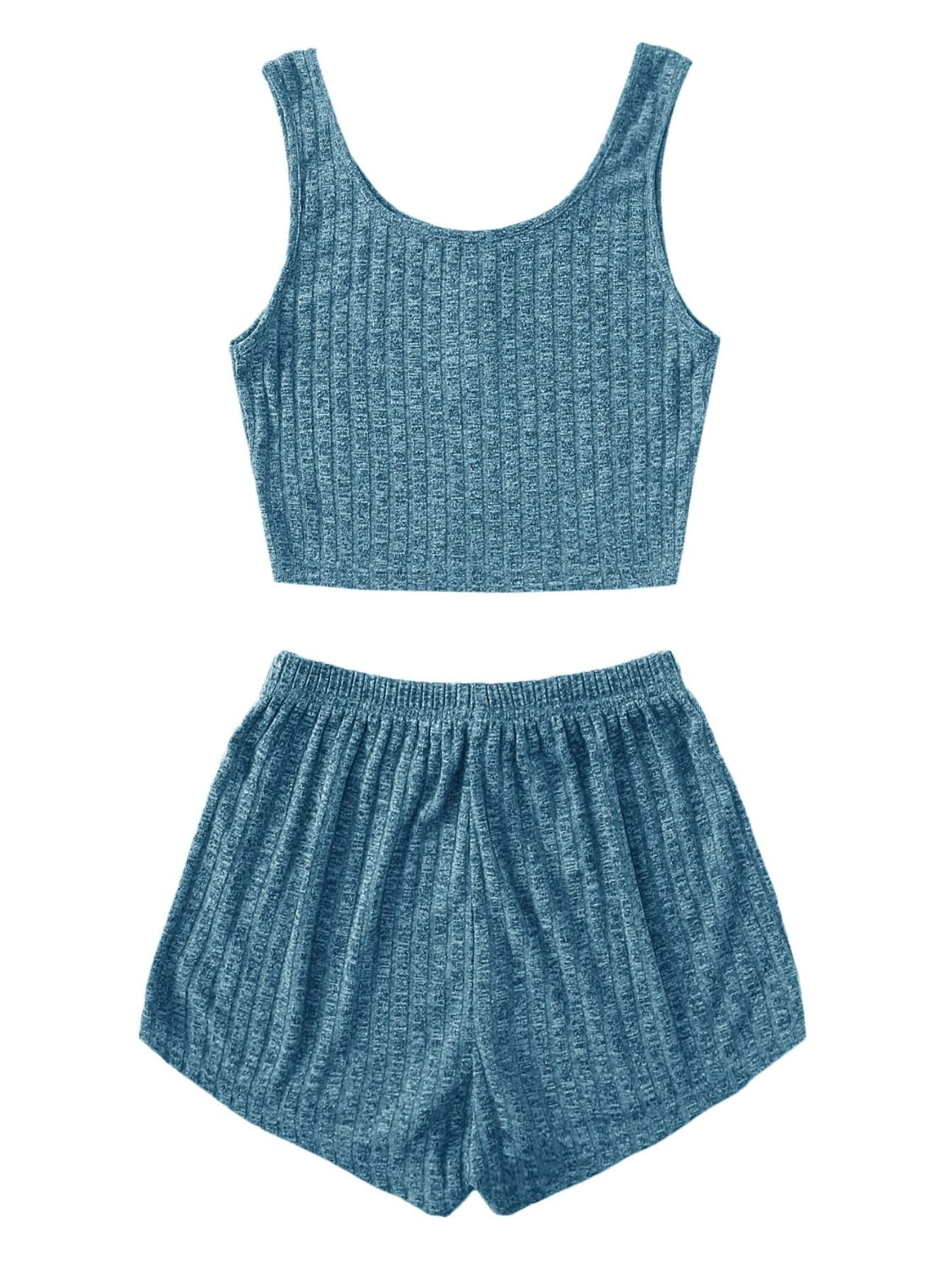STUNNLY  Scoop Neck Top and Shorts Lounge Set   