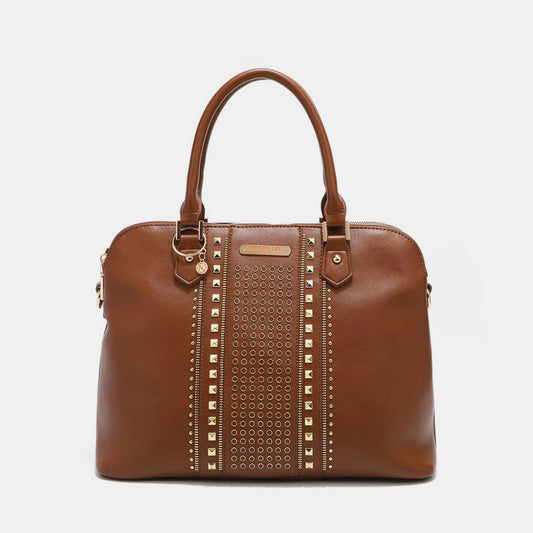 Nicole Lee USA Studded Decor Handbag Brown One Size 