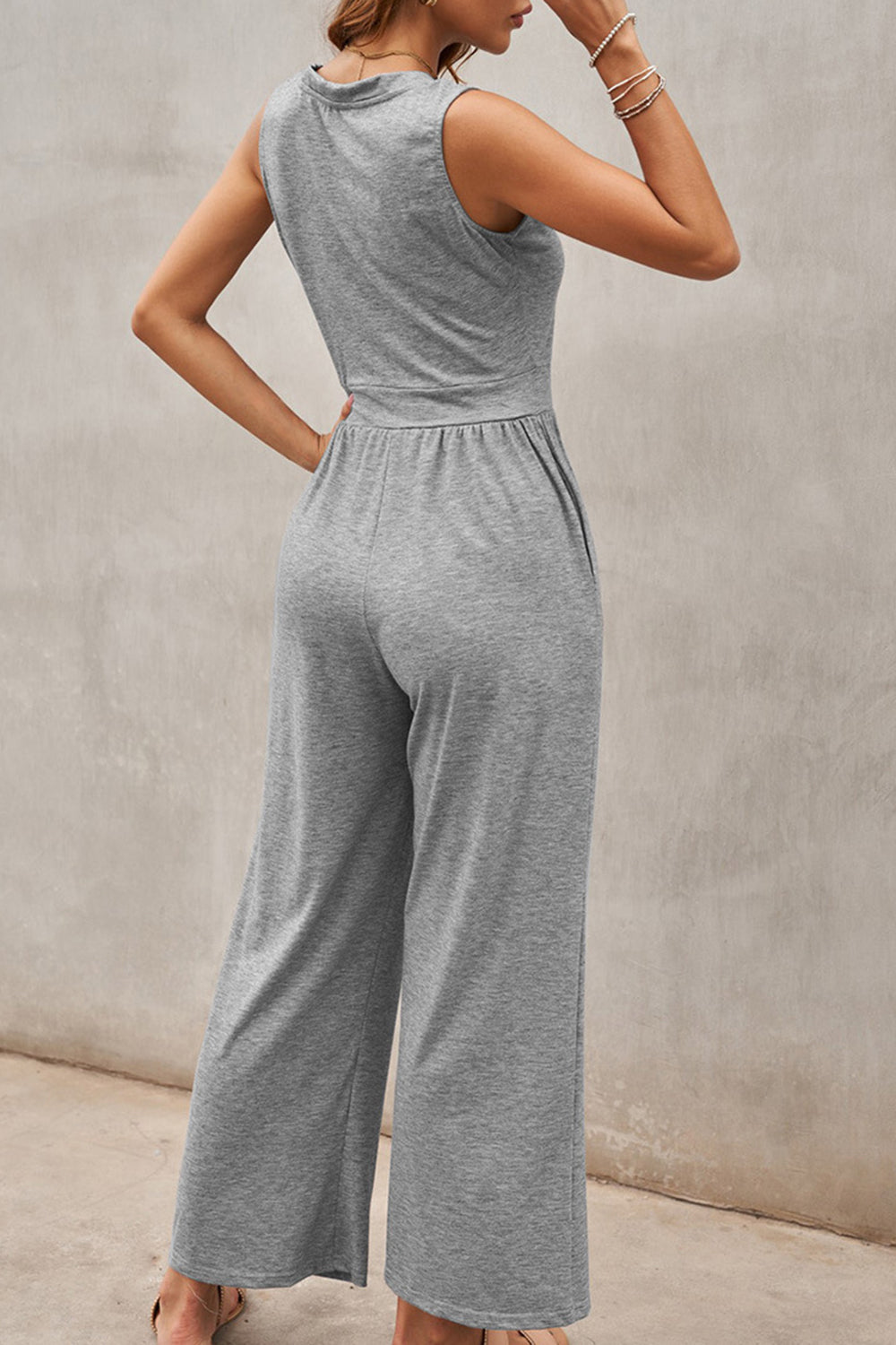 STUNNLY  Full Size Scoop Neck Wide Strap Jumpsuit   