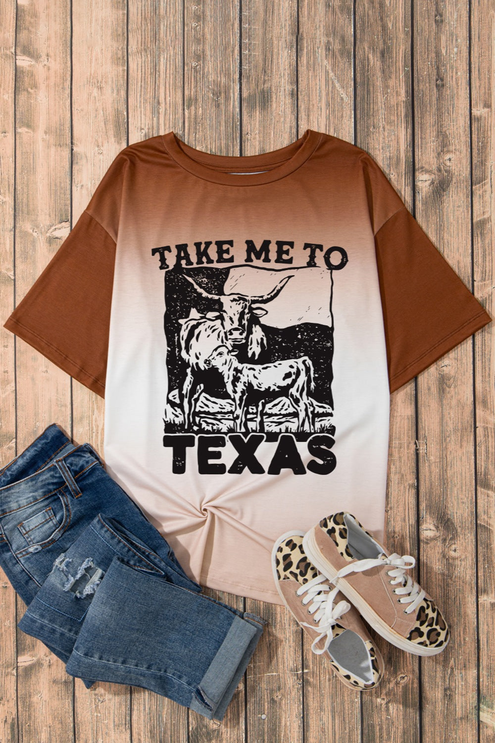 STUNNLY  TAKE ME TO TEXAS Round Neck Short Sleeve T-Shirt   