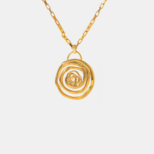 18K Gold-Plated Stainless Steel Spiral Pendant Necklace Gold One Size 