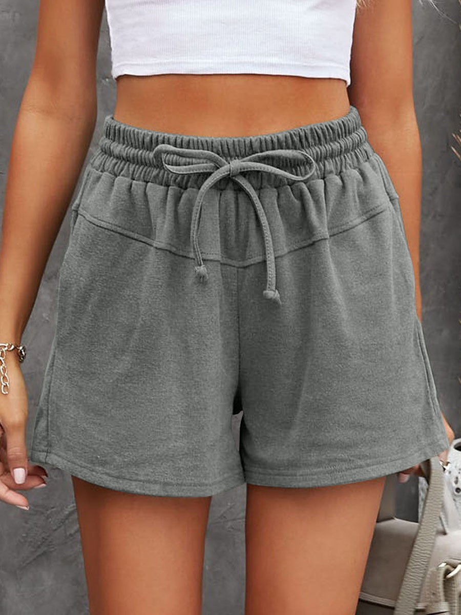 STUNNLY  Full Size Drawstring Shorts with Pockets Charcoal S 