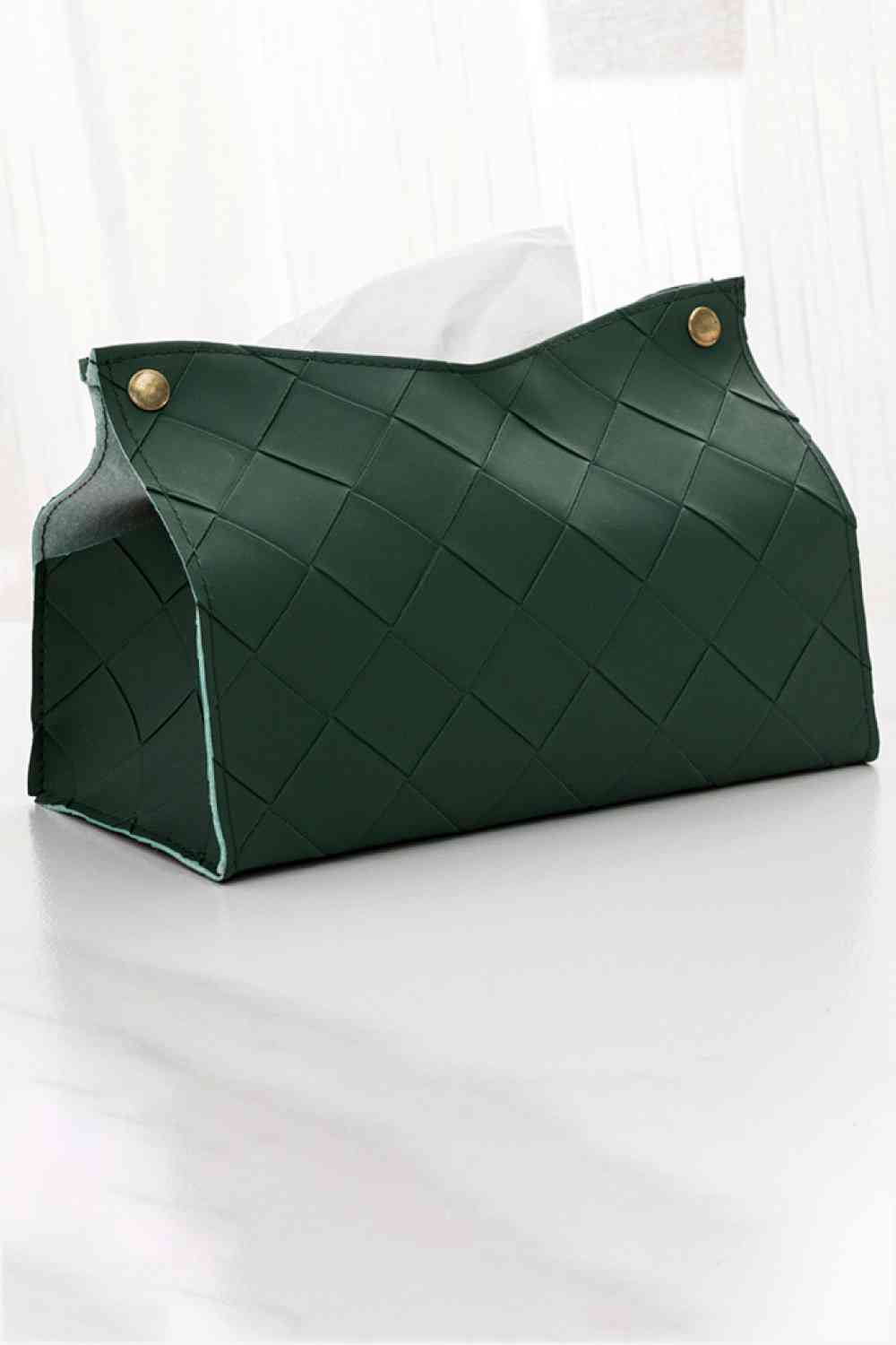 2-Pack Woven PU Tissue Box Covers Army Green One Size 