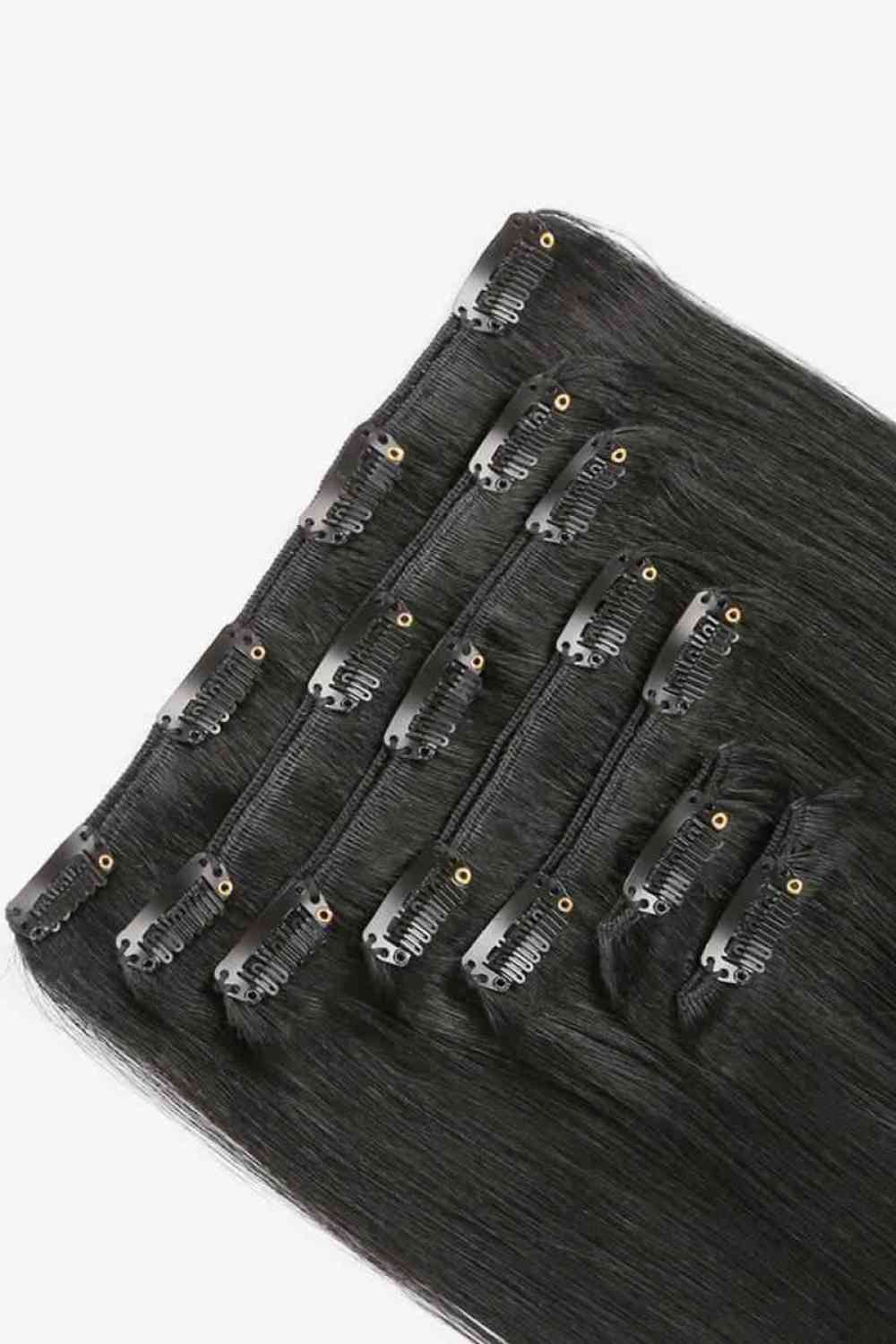 18" 120g Clip-In Hair Extensions Indian Human Hair Black One Size 