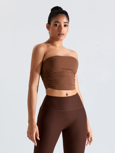 Ribbed Active Bandeau Top Chestnut S 