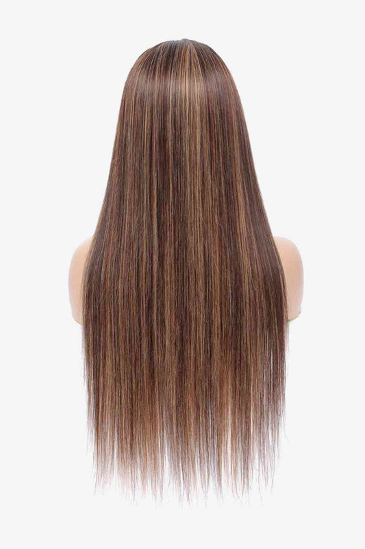 18" 160g  Highlight Ombre #P4/27 13x4 Lace Front Wigs Human Virgin Hair 150% Density Brown/Blonde Highlights One Size 