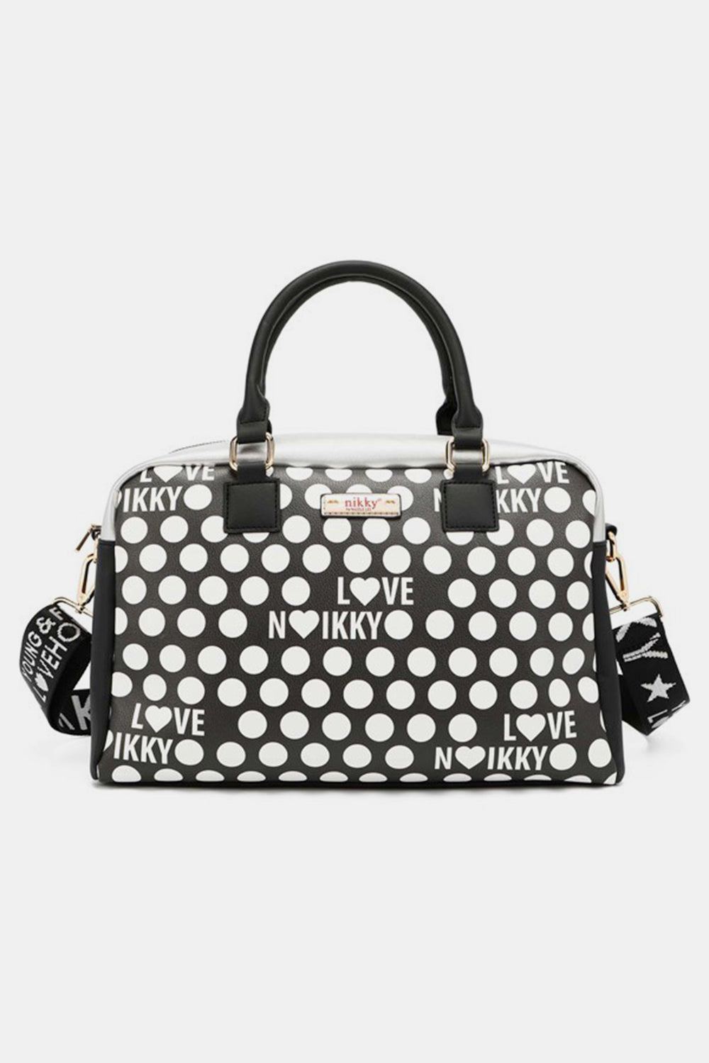 Nicole Lee USA Contrast Polka Dot Handbag Black One Size 