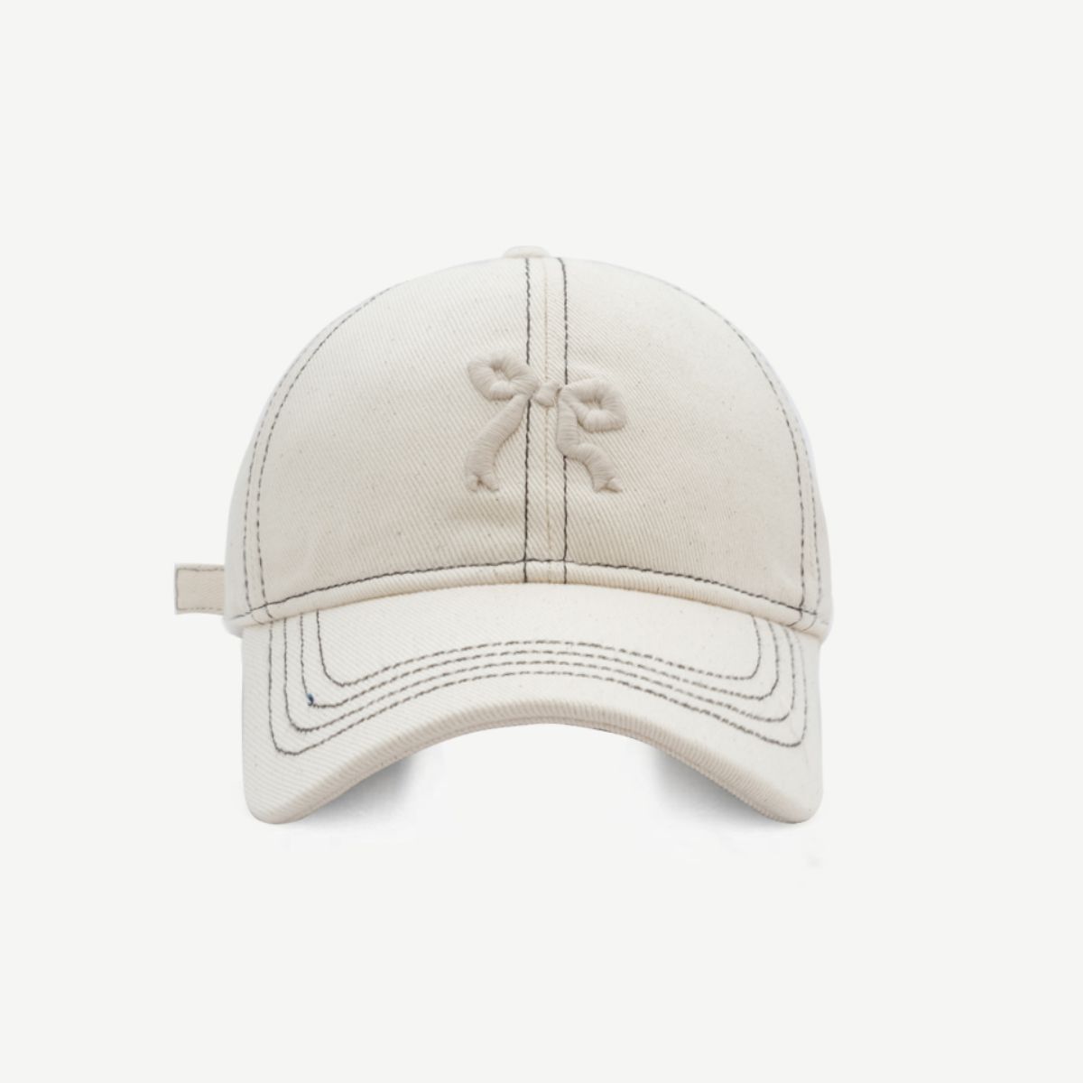 Bow Graphic Cotton Baseball Hat White One Size 