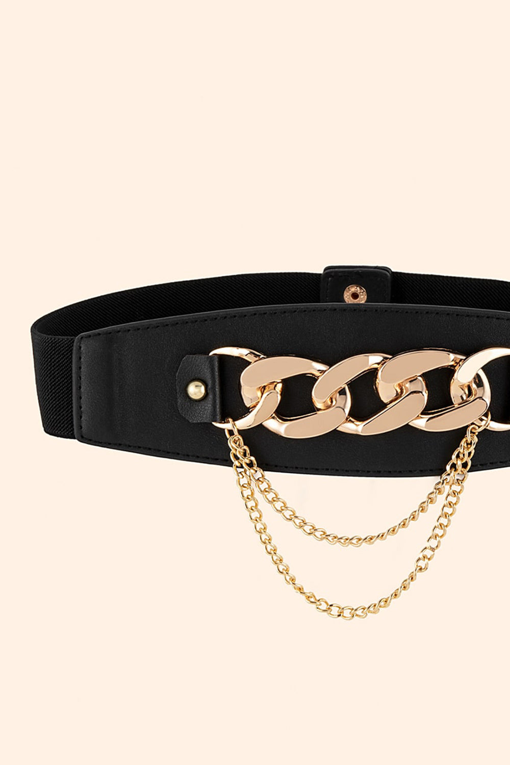 Chain Detail PU Leather Belt   