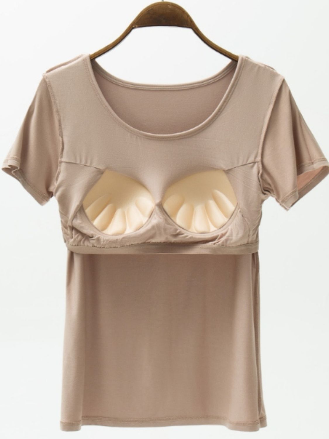 STUNNLY  Round Neck Modal T-Shirt with Bra   