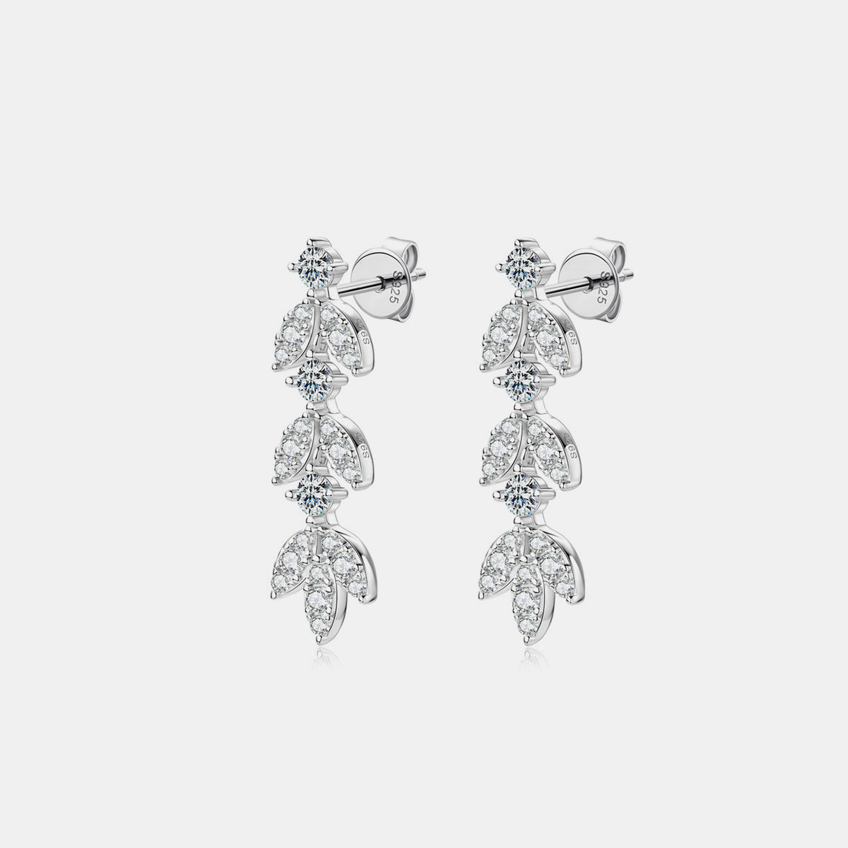 925 Sterling Silver Moissanite Leaf Earrings   