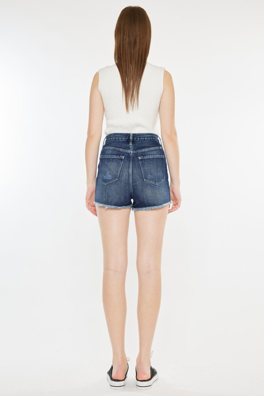 STUNNLY  Kancan Raw Hem Button Fly Denim Shorts   