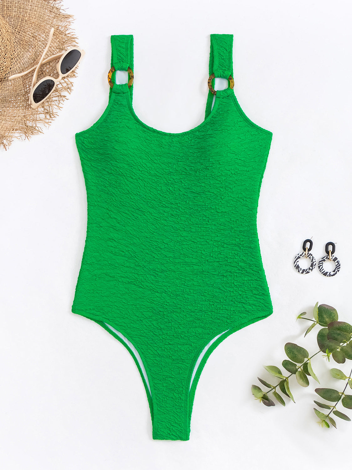 Scoop Neck Wide Strap One-Piece Swimwear   