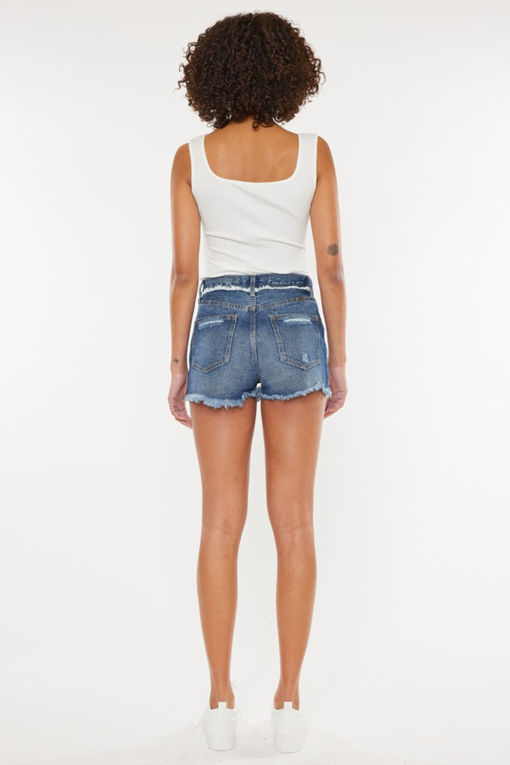 STUNNLY  Kancan Distressed Button Fly Denim Shorts   