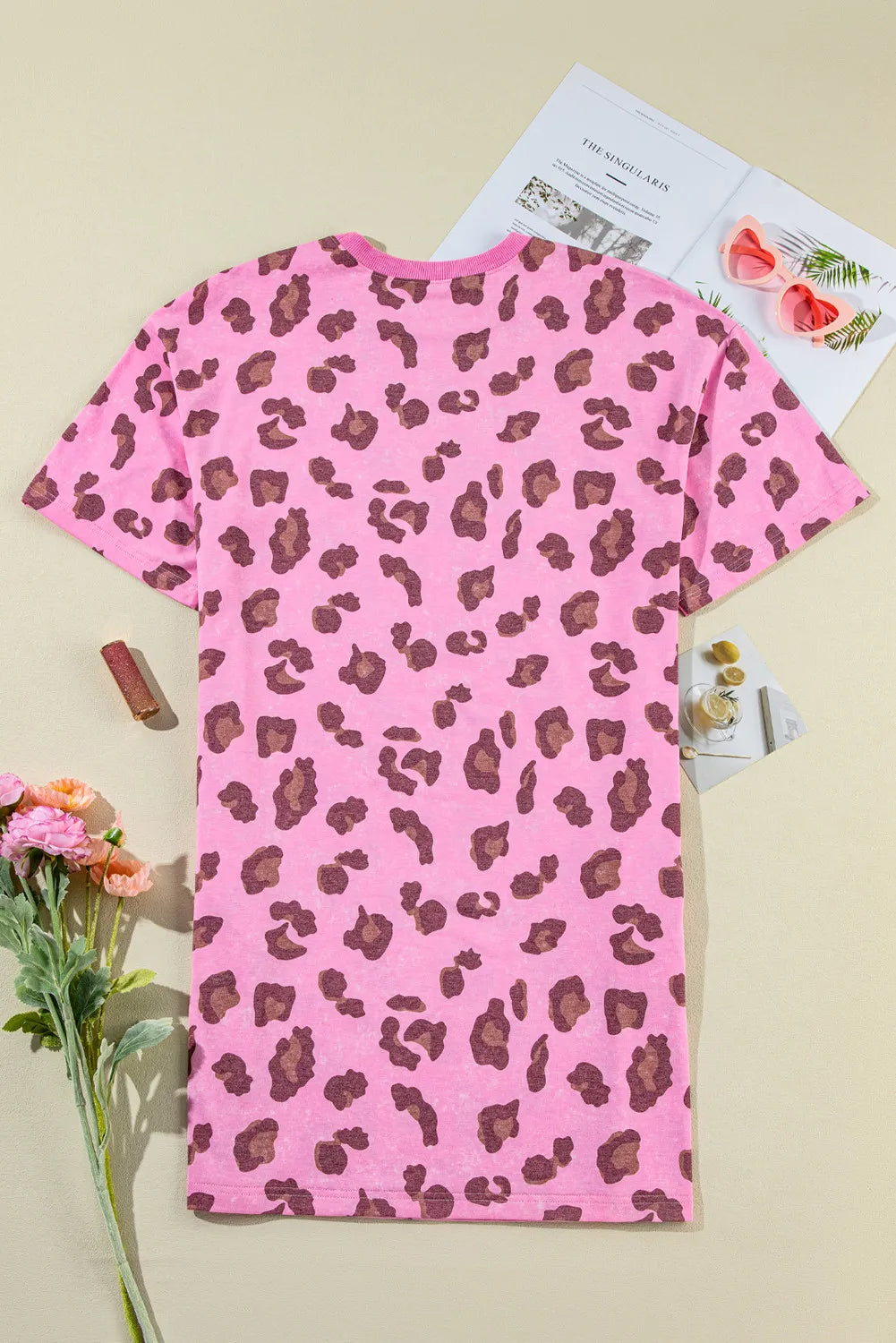 Leopard Round Neck Mini Tee Dress   