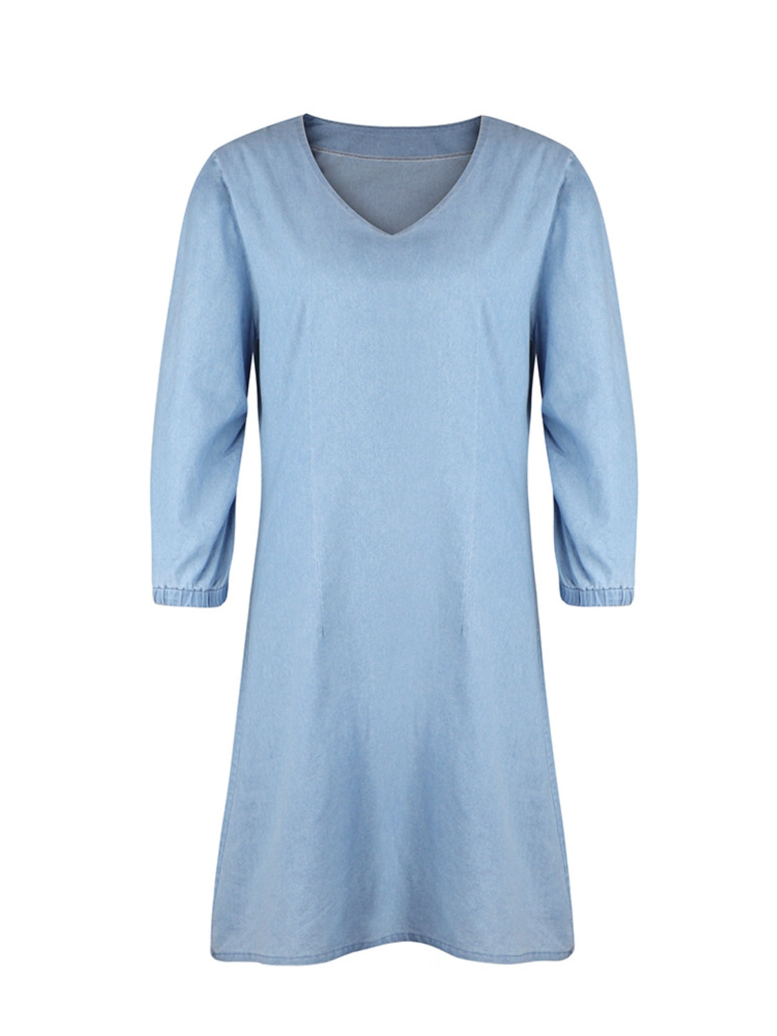 STUNNLY  Full Size V-Neck Half Sleeve Denim Dress   