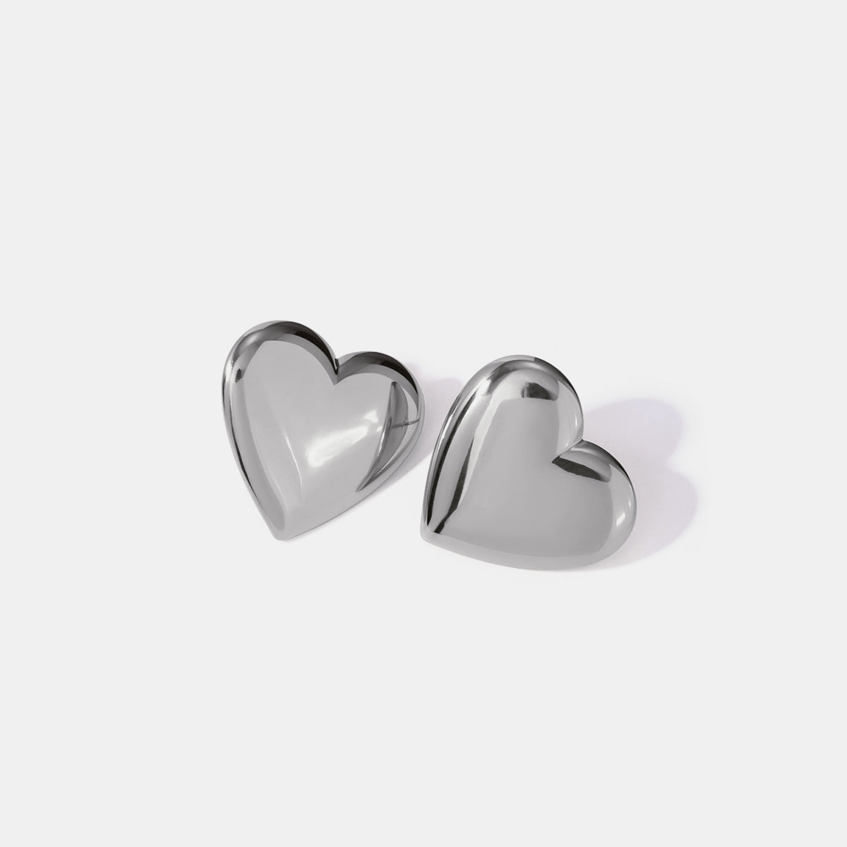 Stainless Steel Heart Stud Earrings Silver One Size 