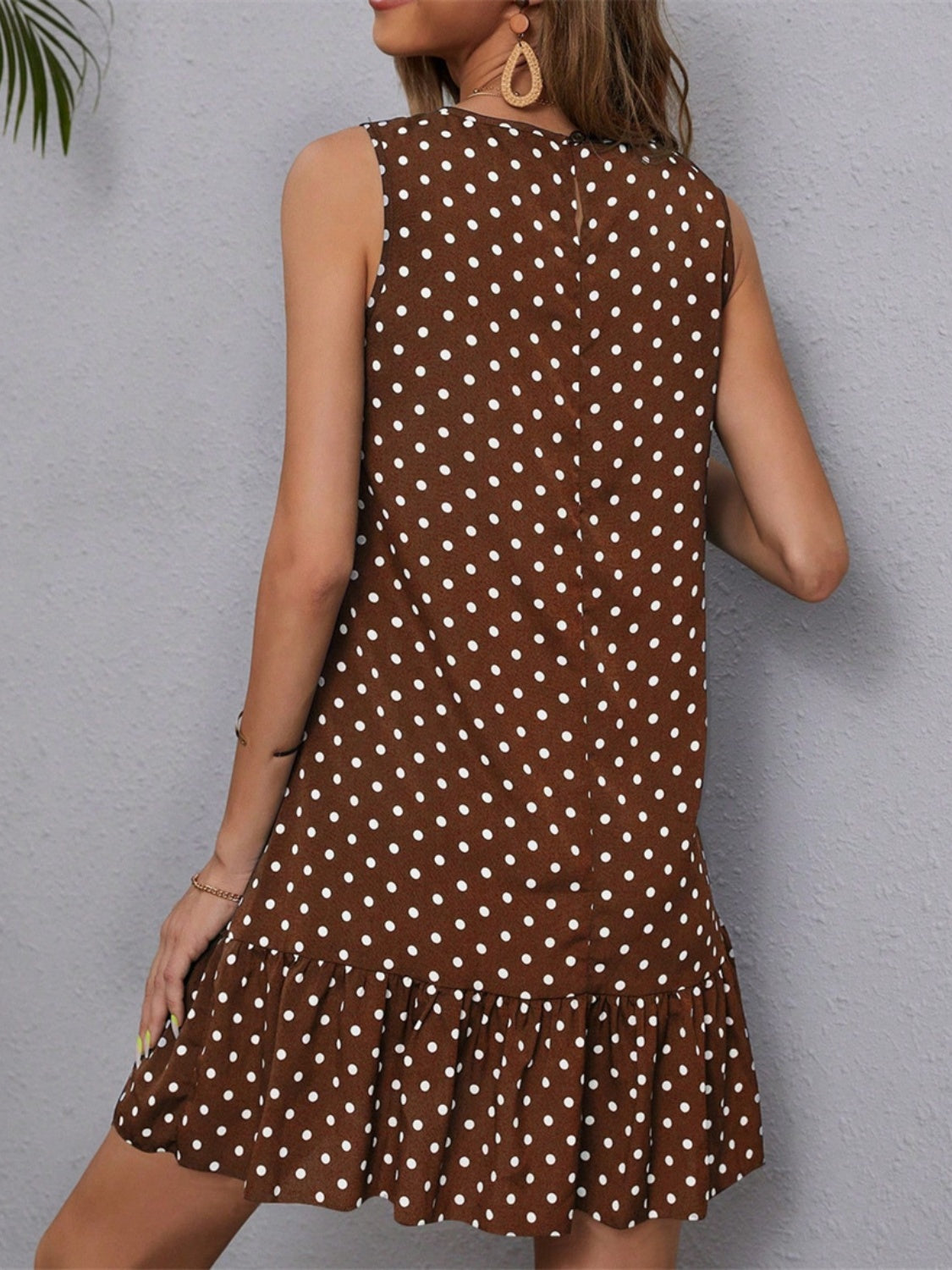 Polka Dot Sleeveless Mini Dress   