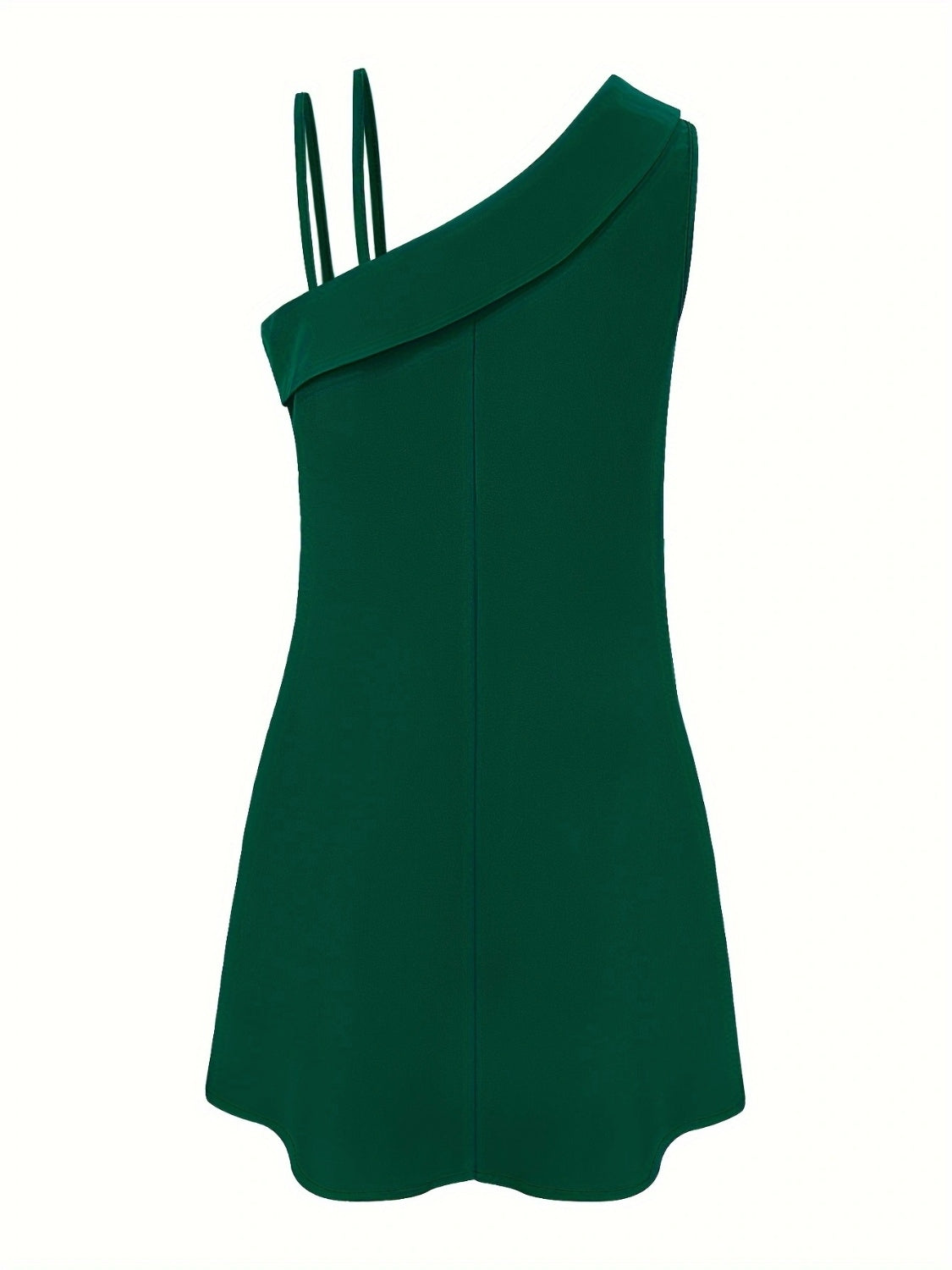 Asymmetrical Neck Sleeveless Mini Dress   