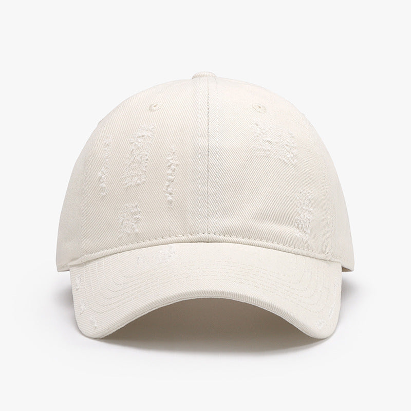 STUNNLY  Adjustable Cotton Baseball Hat Ivory One Size 