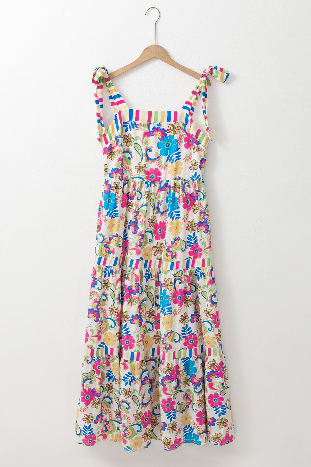 Tied Floral Sleeveless Maxi Dress   