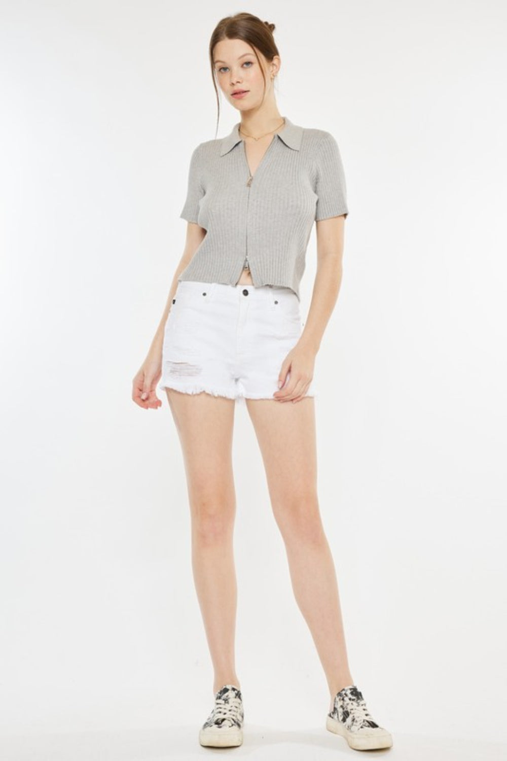 STUNNLY  Kancan Raw Hem Distressed Denim Shorts   