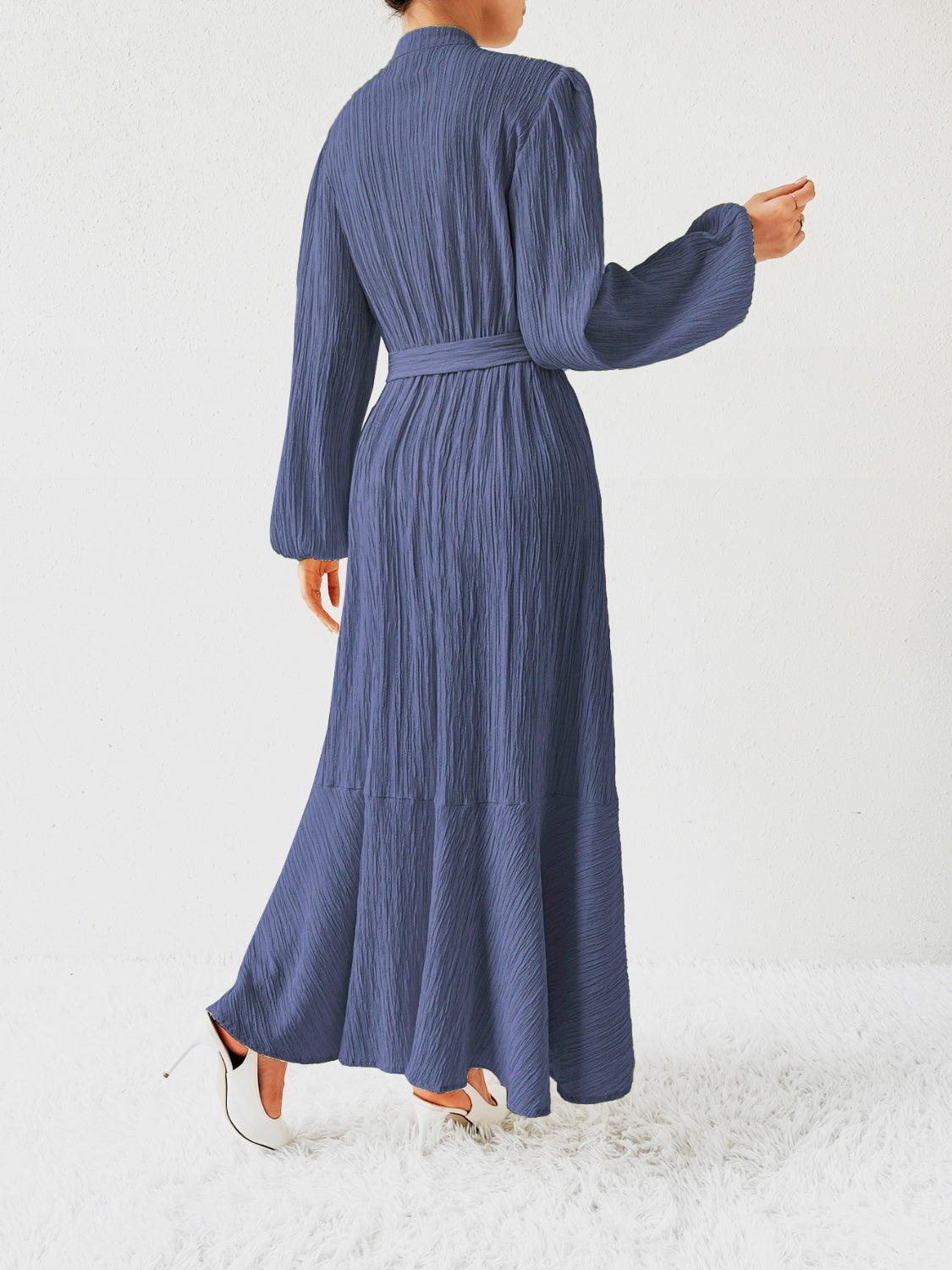 Tie Waist Long Sleeve Dress   