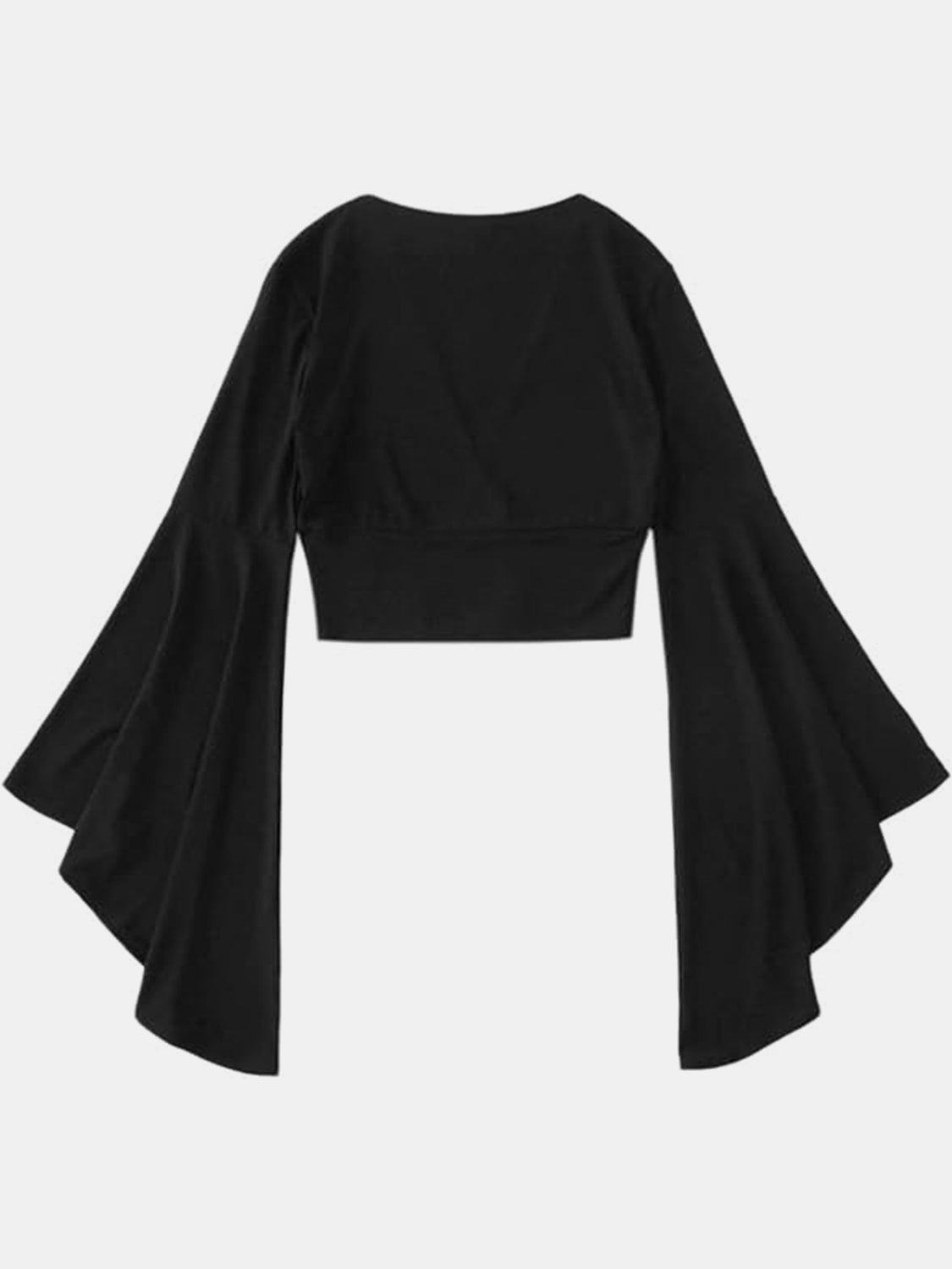 STUNNLY  Plunge Flare Sleeve Cropped Top   