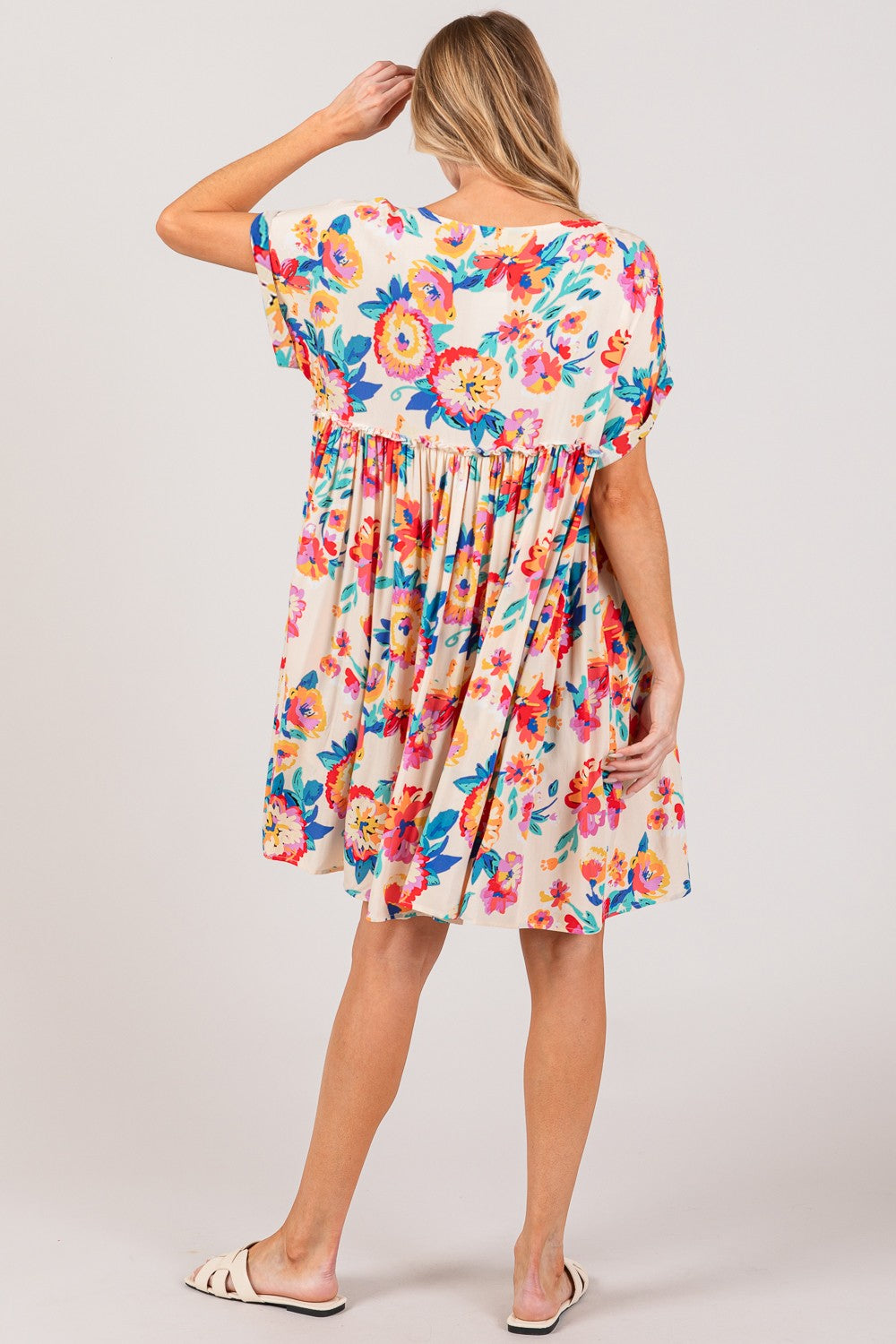 SAGE + FIG Full Size Floral Button-Down Short Sleeve Dress   