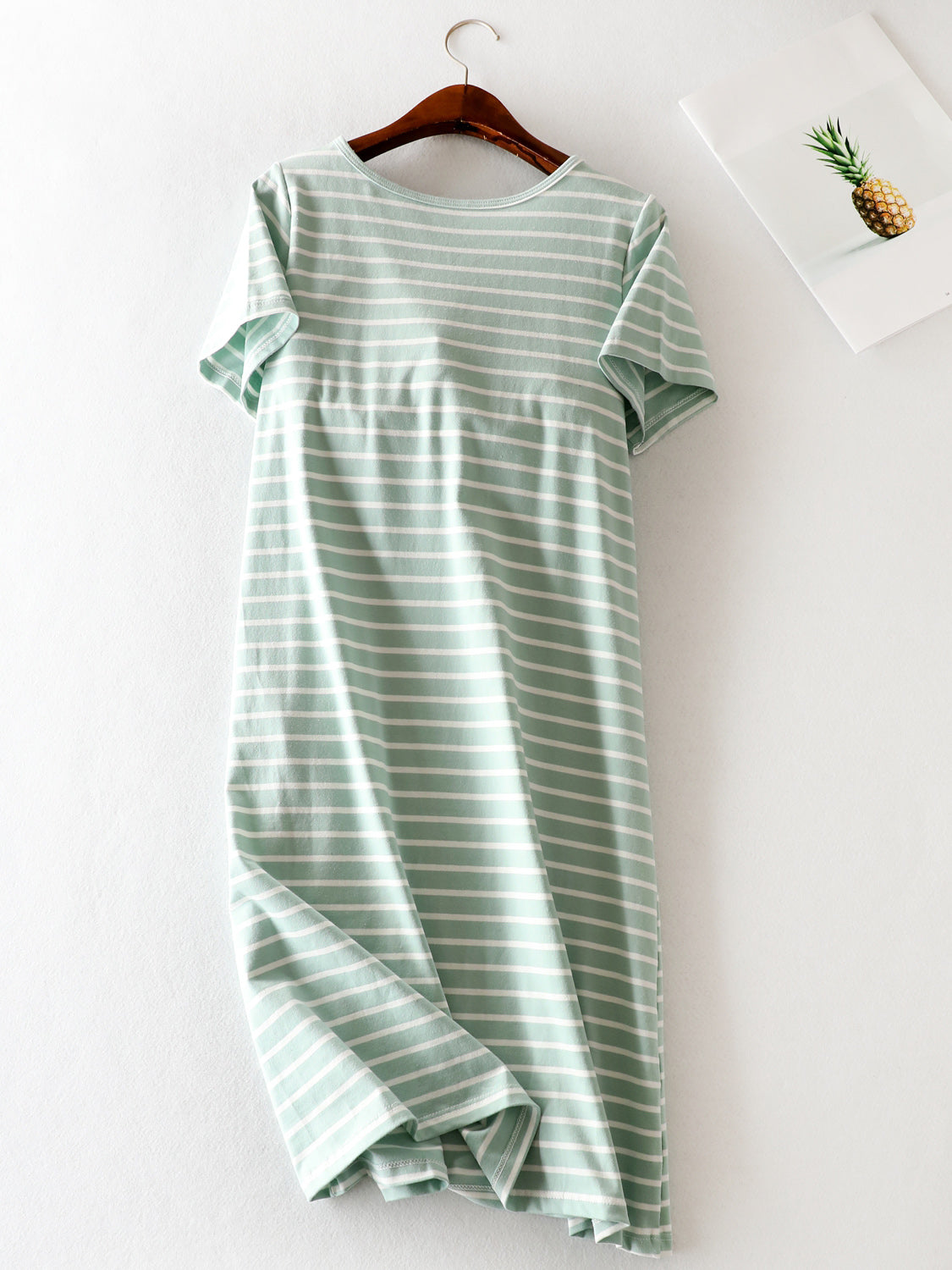 Striped Round Neck Short Sleeve Dress   