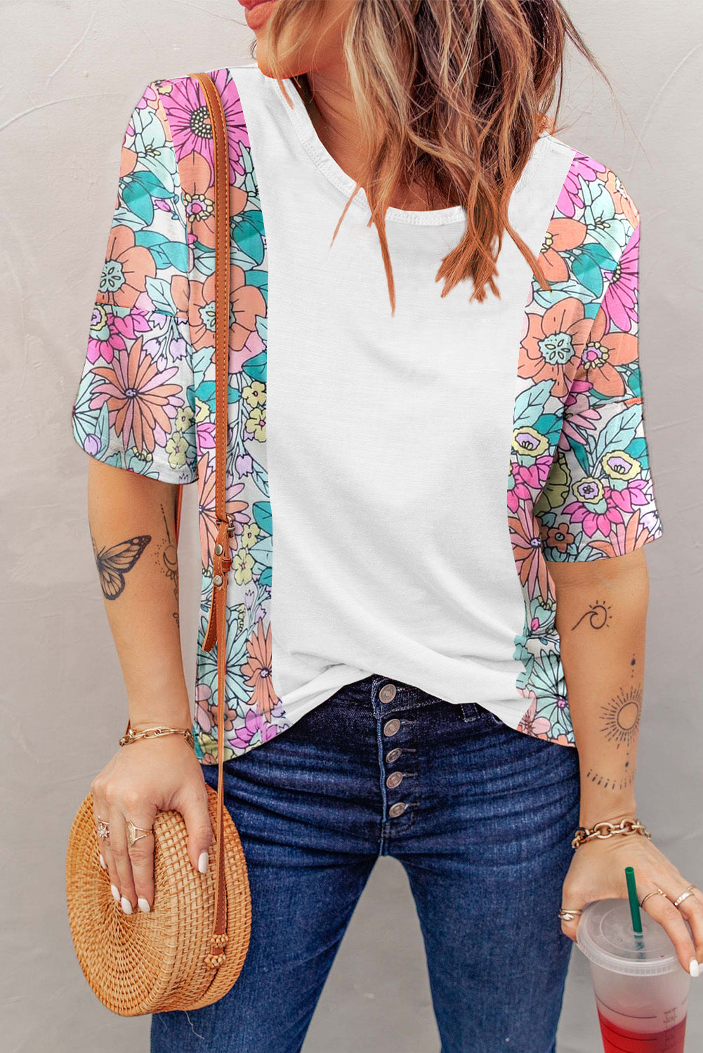 STUNNLY  Printed Round Neck Half Sleeve T-Shirt   