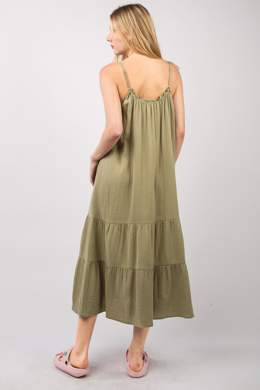 VERY J Ruffled A-Line Midi Cami Dress   